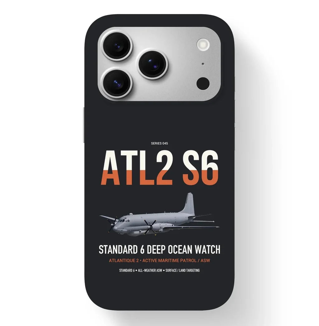Atlantique 2 Standard 6 design on black magsafe iphone case, for iPhone 17 Pro