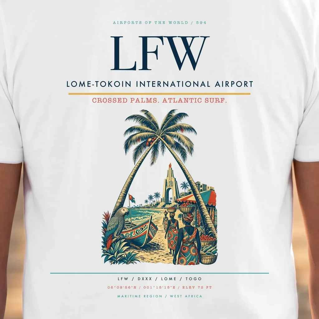 Lome-Tokoin International Airport (LFW) double-side t-shirt design close-up cover