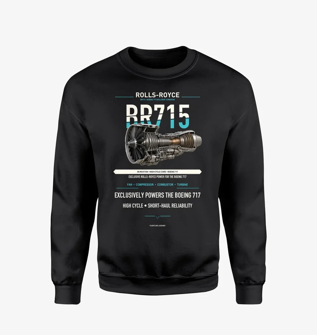 BR715 design on black sweatshirt