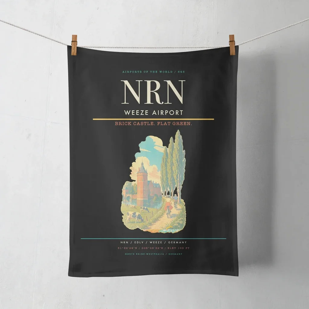 Weeze Airport (NRN) design on black towel