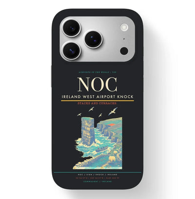 Knock Airport (NOC) design on black iPhone 17 Pro MagSafe case