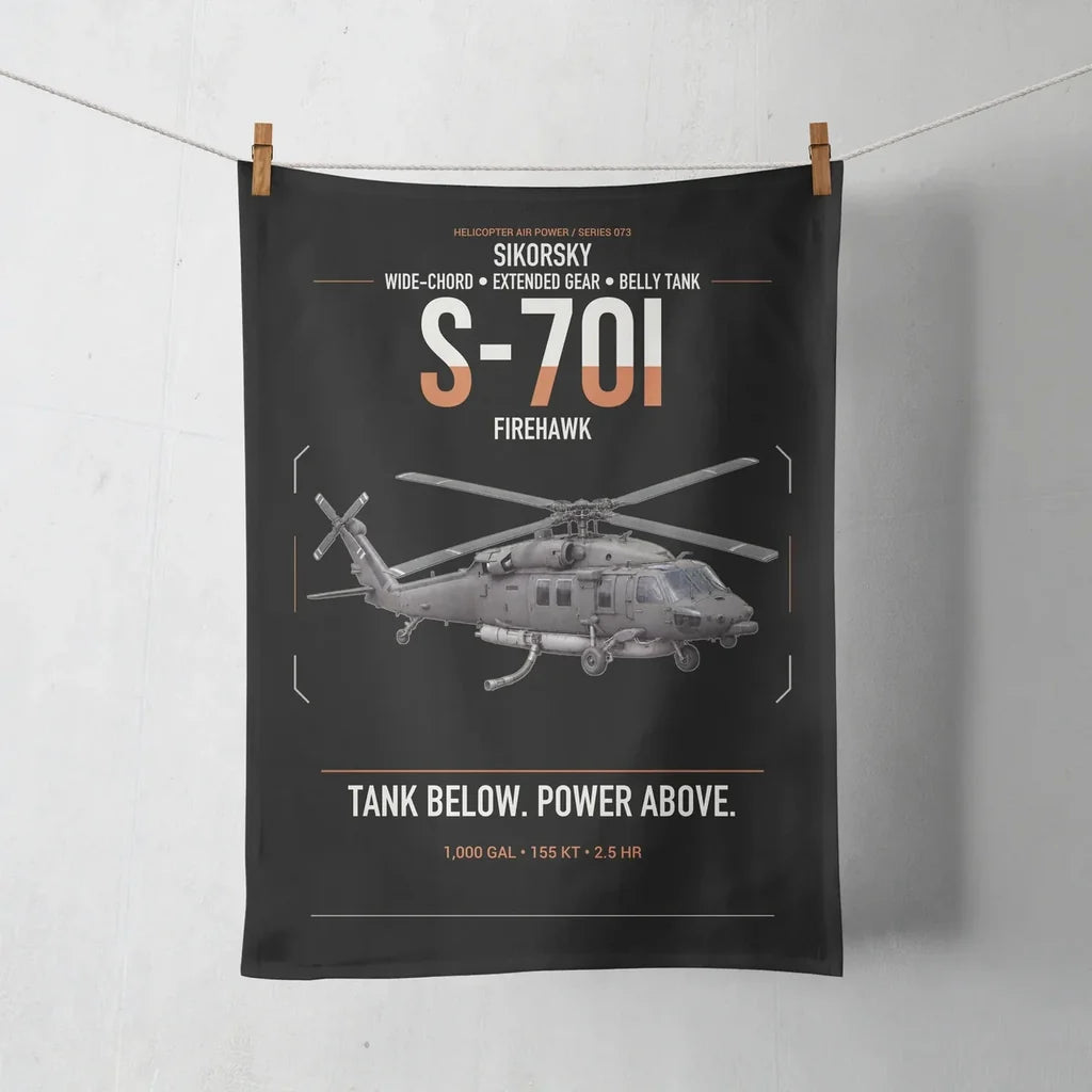 Sikorsky S-70i FIREHAWK design on black towel