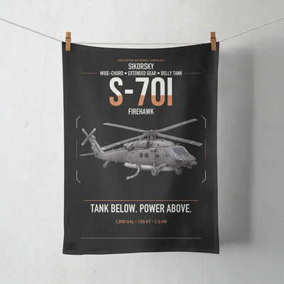 Sikorsky S-70i FIREHAWK design on black towel