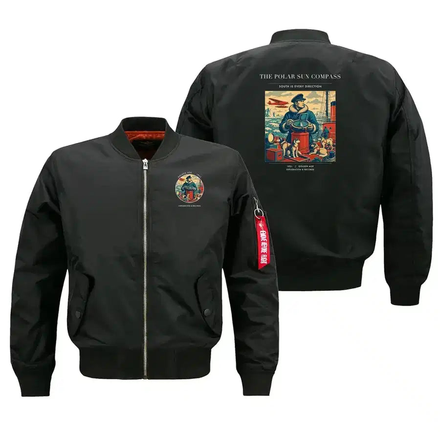 VINTAGE G4204 - The Polar Sun Compass - Bomber Jacket design on black