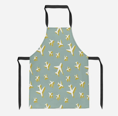 Mixed Size Airplanes aviation design on durable cotton blend kitchen apron.