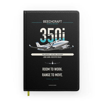 Beechcraft King Air 350i design on black notebook
