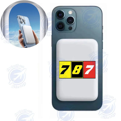 Flat Colourful 787 aviation design on durable casing with MagSafe ring MagSafe powerbank.