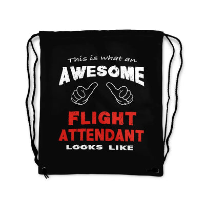 Flight Attendant aviation drawstring bag in lightweight polyester.