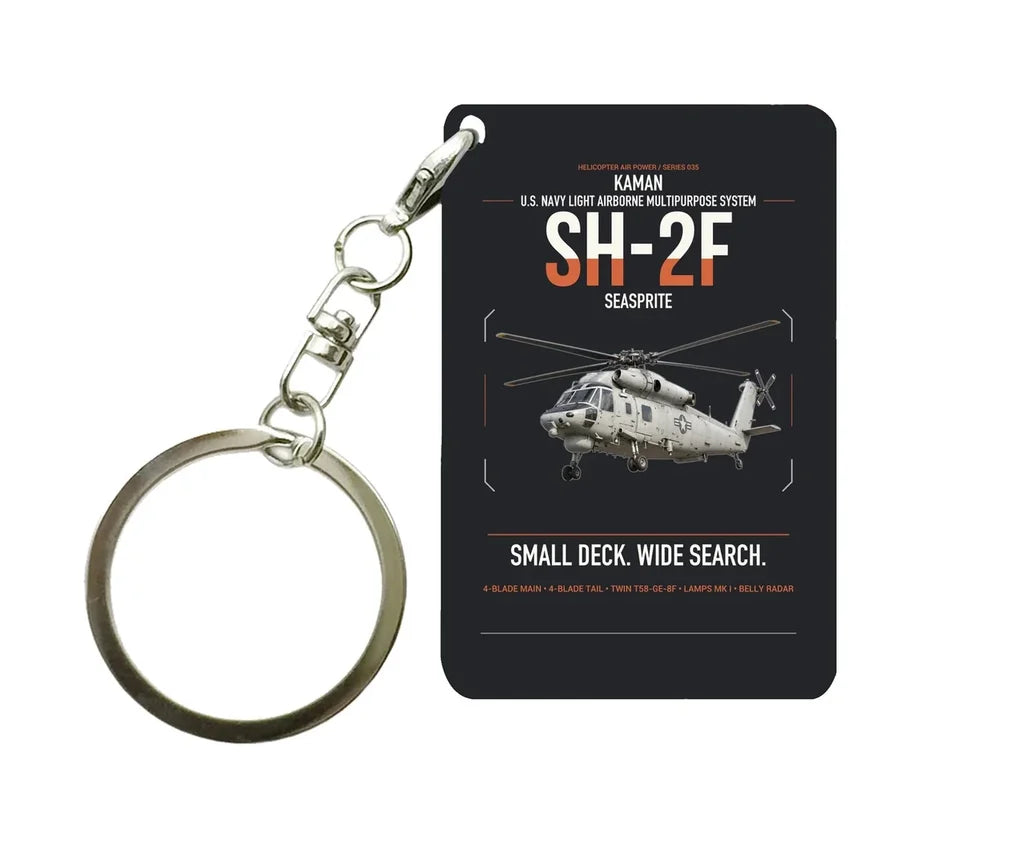 Kaman SH-2F Seasprite design on black designed key chain, double-side print