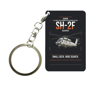 Kaman SH-2F Seasprite design on black designed key chain, double-side print