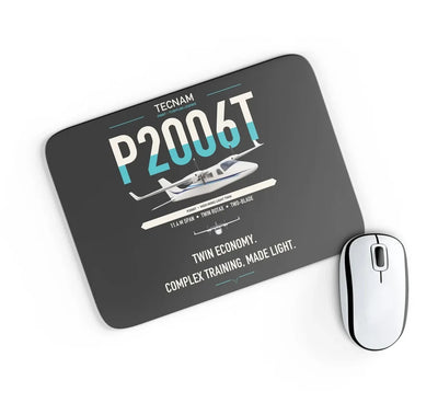 Tecnam P2006T design on black rectangle mouse pad