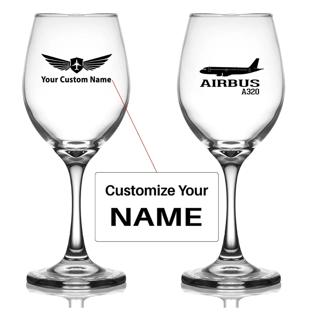 Customisable Airbus A320 Wine Glass