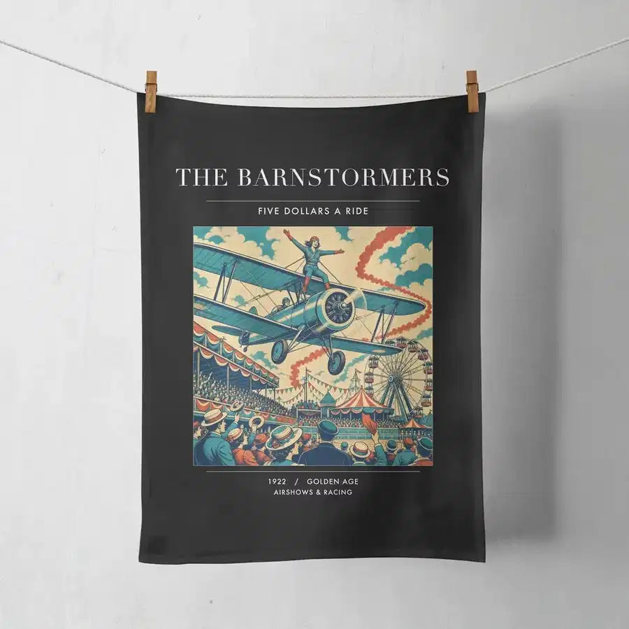 VINTAGE G4017 - The Barnstormers - Designed Towels design on black