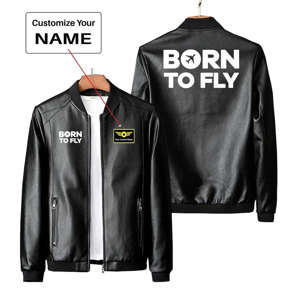 Born To Fly Special PU aviation design printed on genuine leather with quilted lining leather jacket.