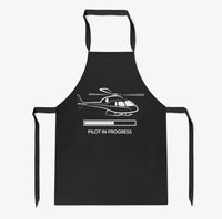 Thumbnail for Pilot In Progress (Helicopter) aviation design on durable cotton blend kitchen apron.
