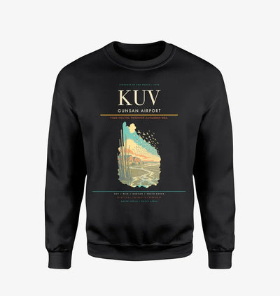 Gunsan Airport (KUV) design on black sweatshirt