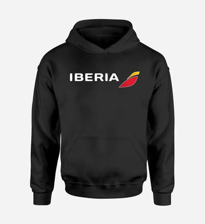 Iberia Airlines logo printed on black hoodie