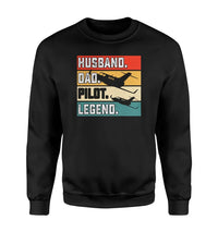 Thumbnail for Husband & Dad & Pilot & Legend aviation design printed on soft cotton blend sweatshirt.