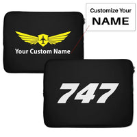 Thumbnail for Boeing 747 Flat Text Laptop & aviation design on laptop & tablet case for laptop or tablet.