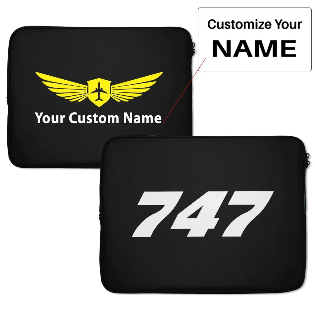 Boeing 747 Flat Text Laptop & aviation design on laptop & tablet case for laptop or tablet.
