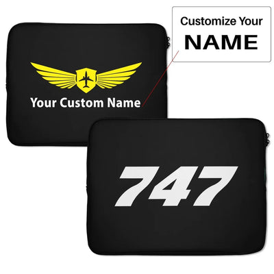 Boeing 747 Flat Text Laptop & aviation design on laptop & tablet case for laptop or tablet.