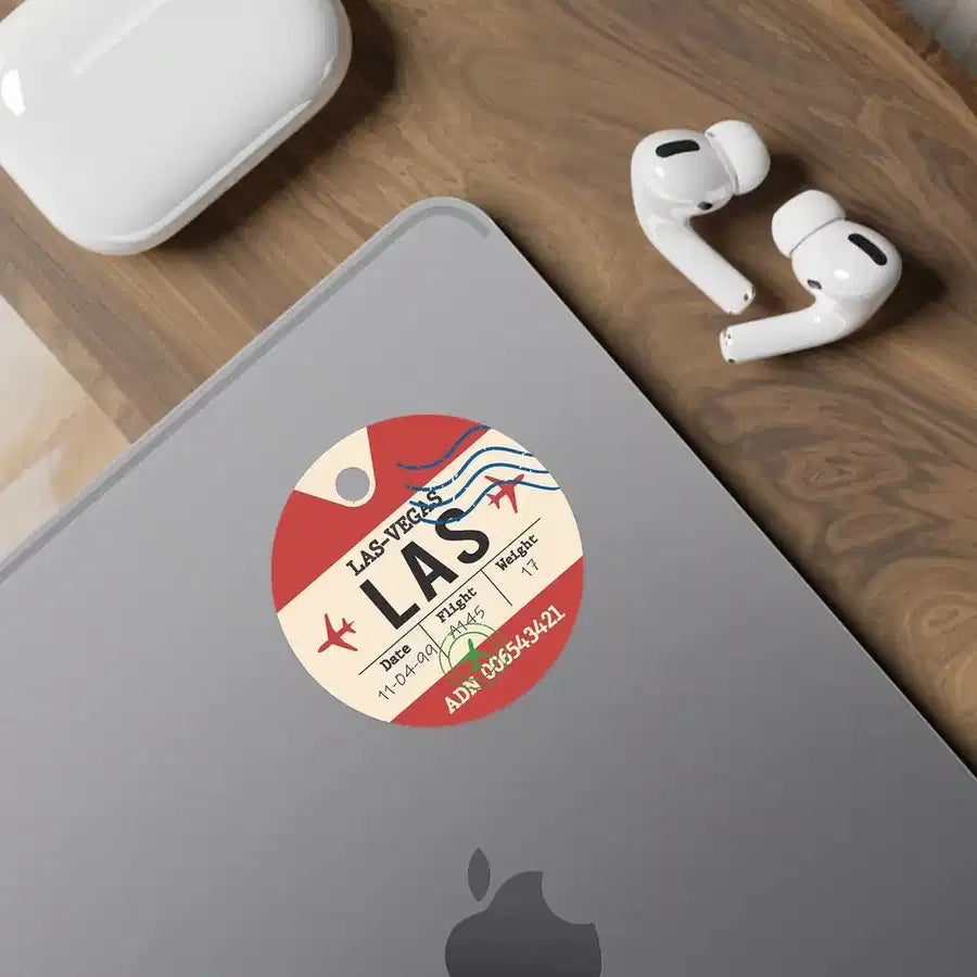 LAS Airplane Boarding Pass aviation design sticker in weather-resistant vinyl.