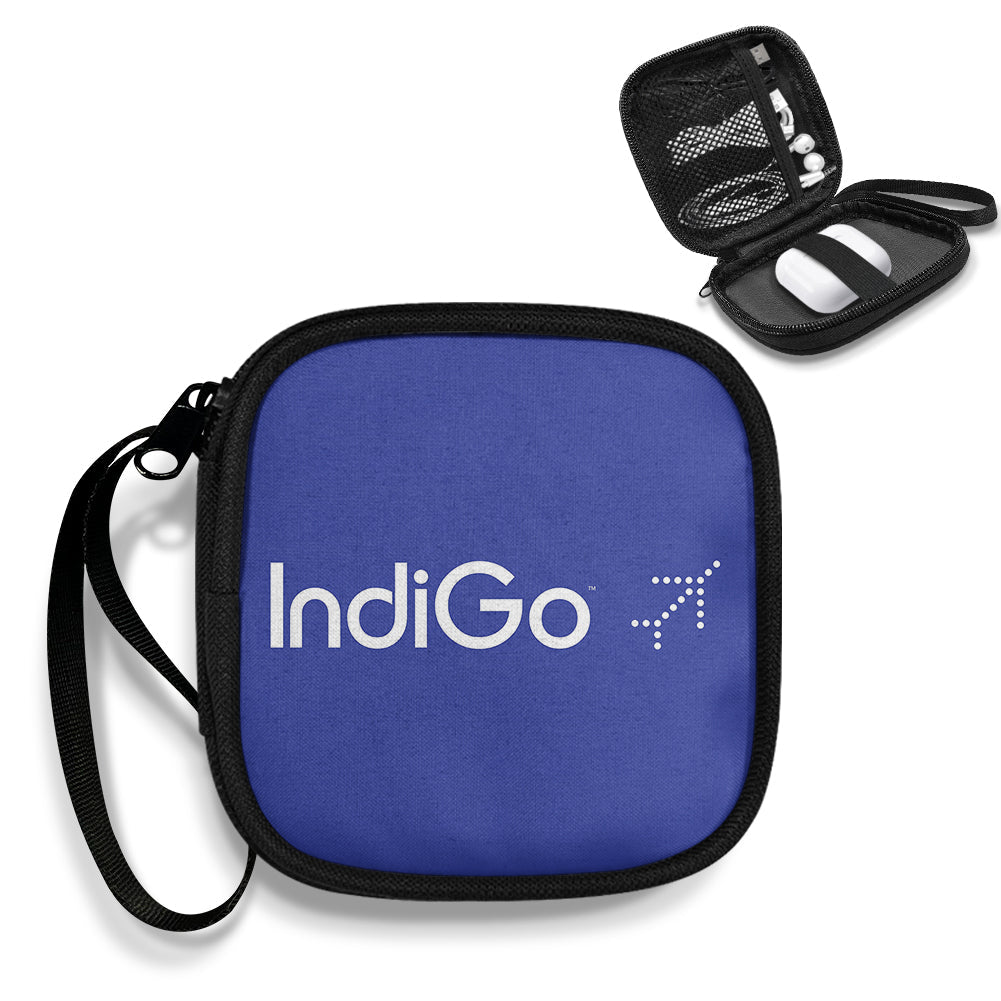 Indigo Airlines Portable aviation print portable headphone bag, padded polyester.