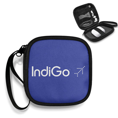 Indigo Airlines Portable aviation print portable headphone bag, padded polyester.
