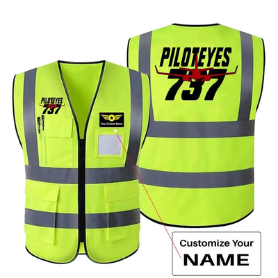 Amazing Piloteyes737 aviation design printed on high-visibility reflective fabric reflective vest.