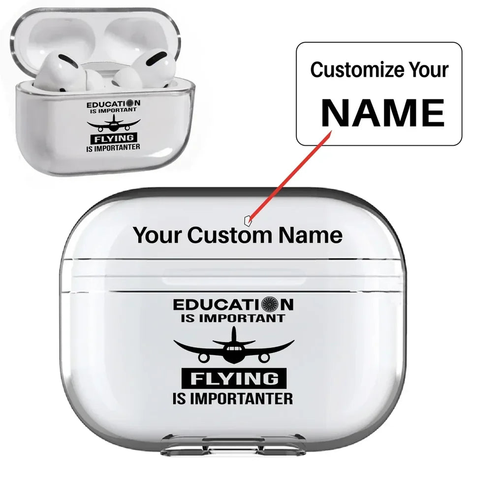 Flying is Importanter AirPods Pro transparent case - Normal + Name