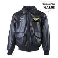 Thumbnail for Boeing 787 & GENX Engine Leather Bomber Jackets (NO Fur) aviation design printed on genuine leather with quilted lining leath.