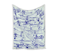 Thumbnail for Amazing Drawings of Old Aircrafts Bed Blankets & aviation print on soft fleece blanket.
