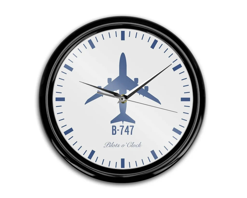 Boeing 747 aviation themed wall clock, premium wood and metal.