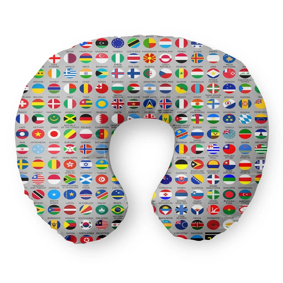 220 World's Flags Travel & Boppy aviation design on memory foam with soft cover travel pillow.