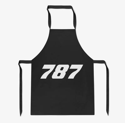 Boeing 787 Flat Text aviation design on durable cotton blend kitchen apron.