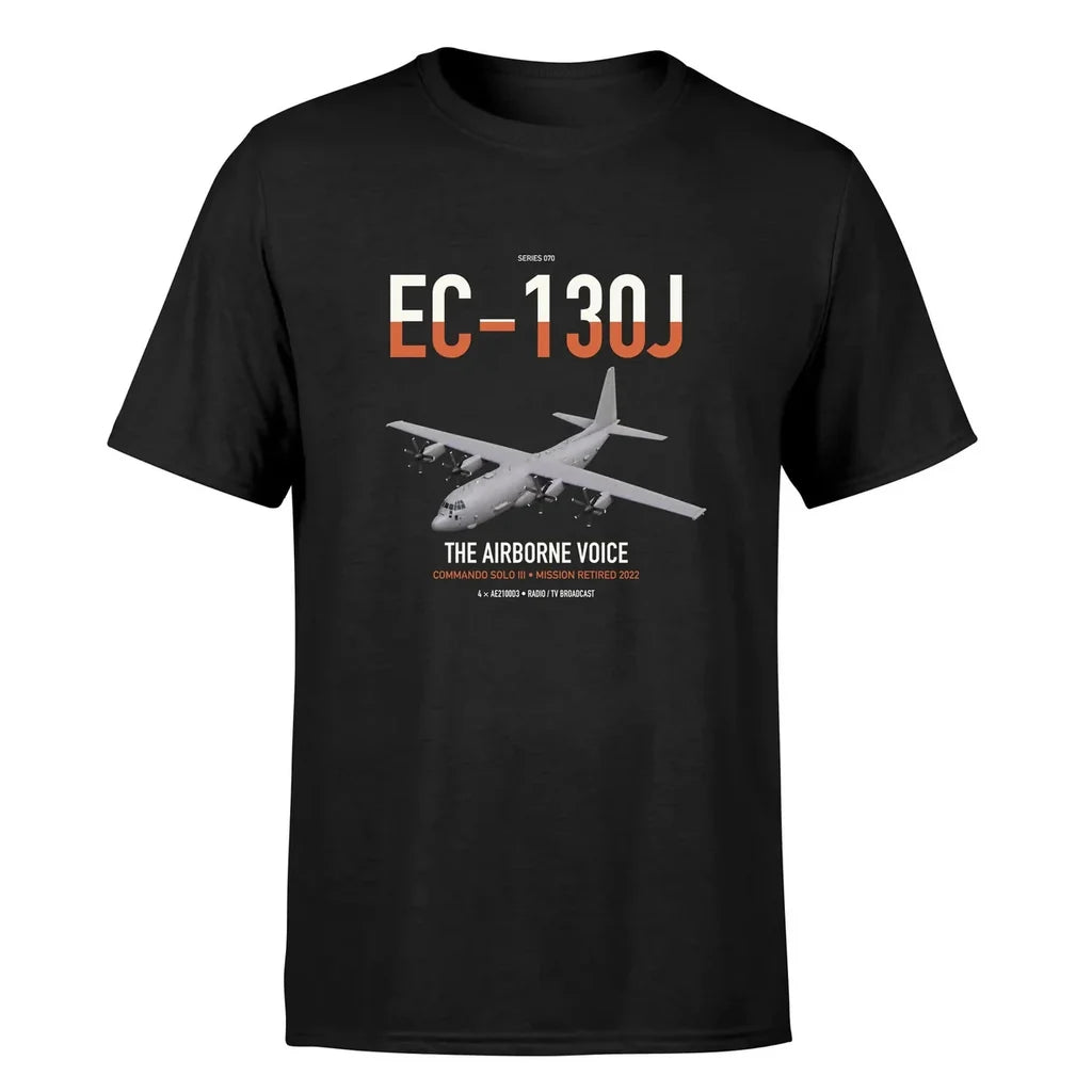 EC-130J Commando Solo III design on black double-side t-shirt, single-side print