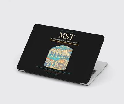 Maastricht Aachen Airport (MST) design on black MacBook case