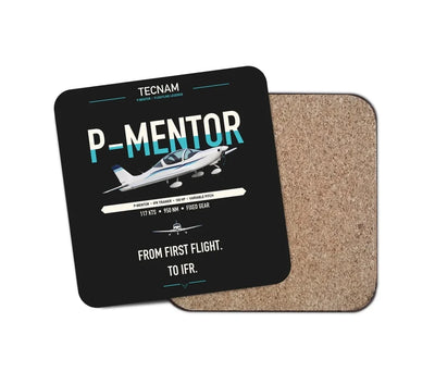 Tecnam P-Mentor design on black 1 piece coaster