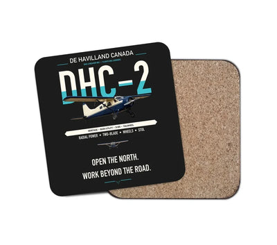 DHC-2 Beaver Mk I design on black 1 piece coaster