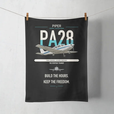 Piper PA-28 Cherokee design on black towel