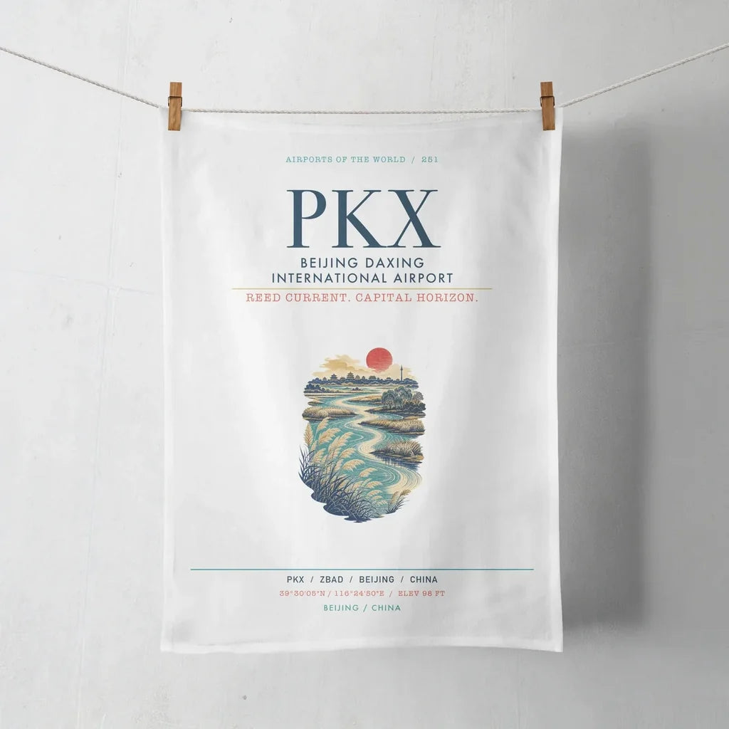 Beijing Daxing International Airport (PKX) design on white towel