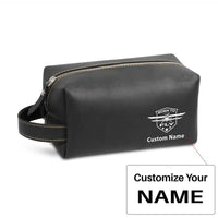 Thumbnail for Super Born To Fly Leather Clutch aviation design leather clutch toiletry bag, leather construction.
