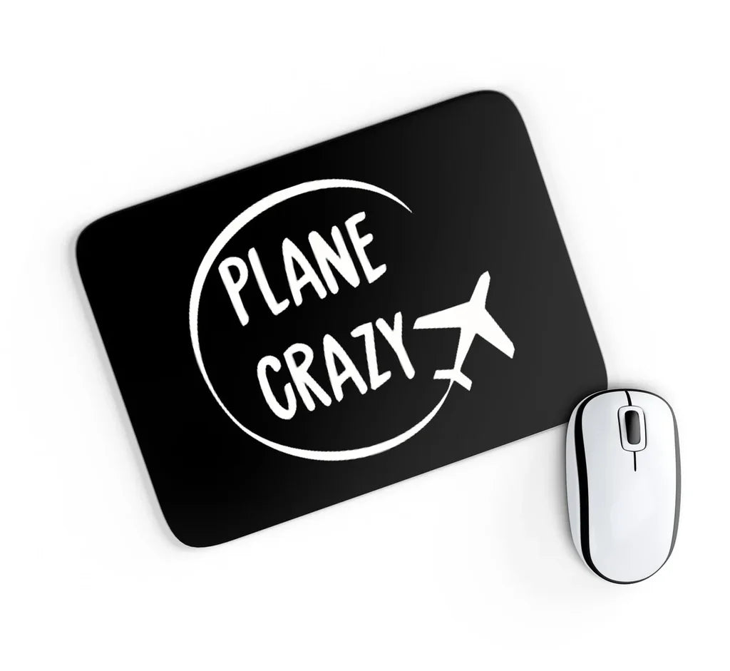 Plane Crazy aviation design on neoprene with anti-slip base mouse pad.