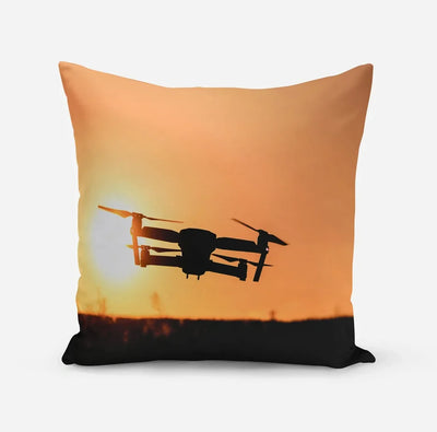 Amazing Drone in Sunset aviation design on soft polyester filling pillow.