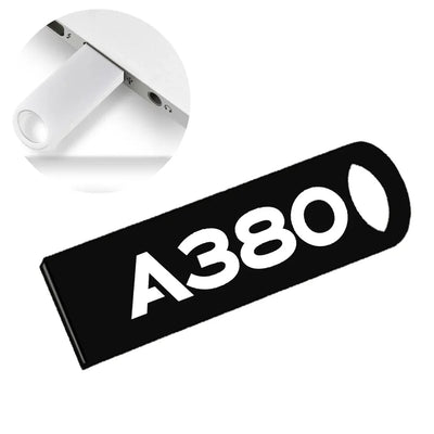 Airbus A380 Flat Text aviation design on durable waterproof casing waterproof USB device.