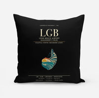 Thumbnail for Long Beach Airport (Daugherty Field) (LGB) design on black pillow