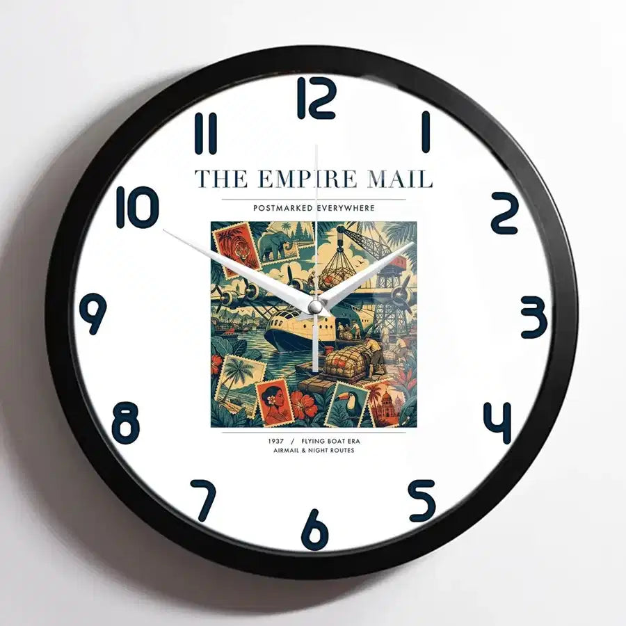 VINTAGE G4073 - The Empire Mail - Designed Wall Clocks design on white framed