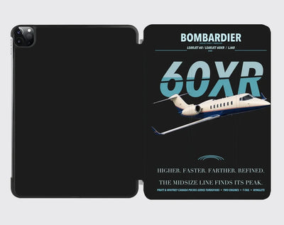 Bombardier Learjet 60XR design on black ipad tablet case