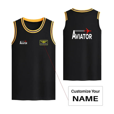 Aviator Basketball Style Sports aviation design printed on quick-dry breathable fabric men's sport tank top.