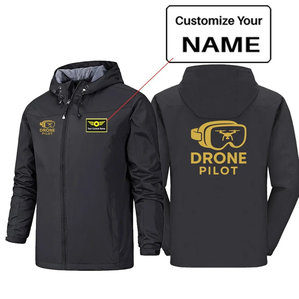Googles & Drone Pilot Rain Jackets & Windbreakers aviation design printed on waterproof shell with sealed seams rain jacket.
